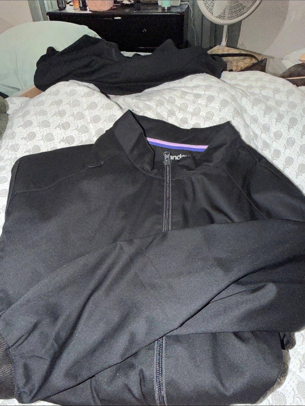 Landau Black Lightweight  Zip scrub Jacket